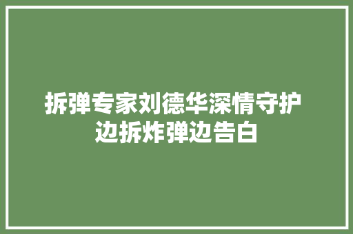 拆弹专家刘德华深情守护 边拆炸弹边告白