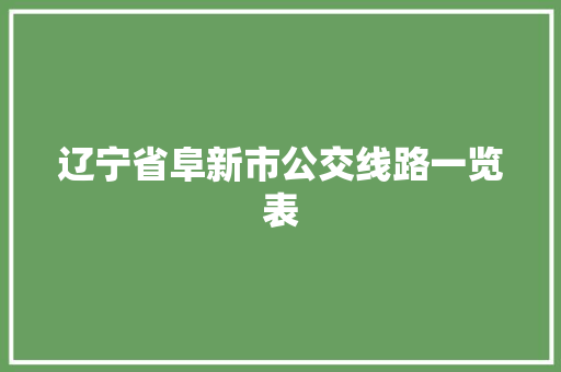 辽宁省阜新市公交线路一览表