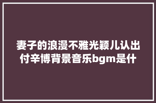 妻子的浪漫不雅光颖儿认出付辛博背景音乐bgm是什么歌 浪人琵琶歌词