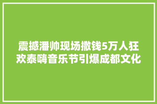 震撼潘帅现场撒钱5万人狂欢泰嗨音乐节引爆成都文化圈