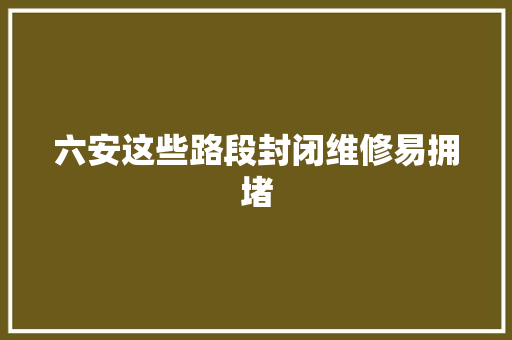 六安这些路段封闭维修易拥堵