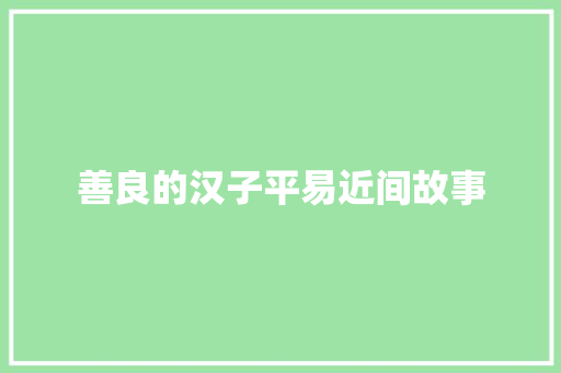 善良的汉子平易近间故事