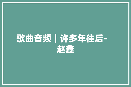 歌曲音频｜许多年往后–   赵鑫