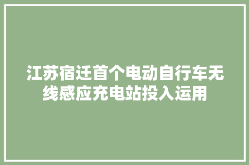 江苏宿迁首个电动自行车无线感应充电站投入运用