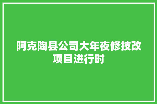 阿克陶县公司大年夜修技改项目进行时