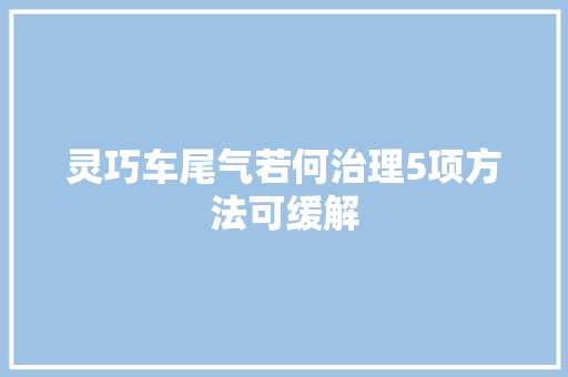 灵巧车尾气若何治理5项方法可缓解