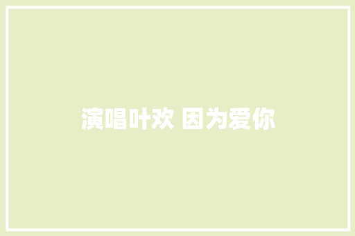演唱叶欢 因为爱你