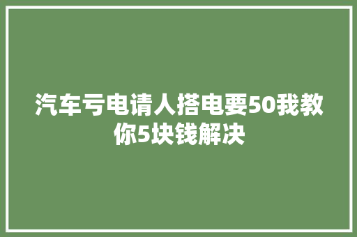 汽车亏电请人搭电要50我教你5块钱解决 汽车知识
