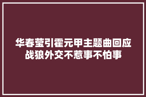 华春莹引霍元甲主题曲回应战狼外交不惹事不怕事