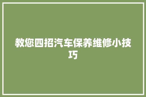 教您四招汽车保养维修小技巧