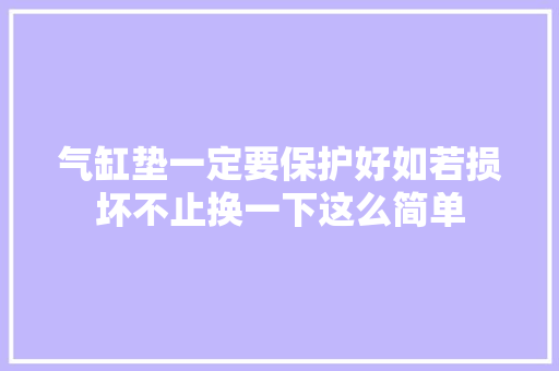 气缸垫一定要保护好如若损坏不止换一下这么简单