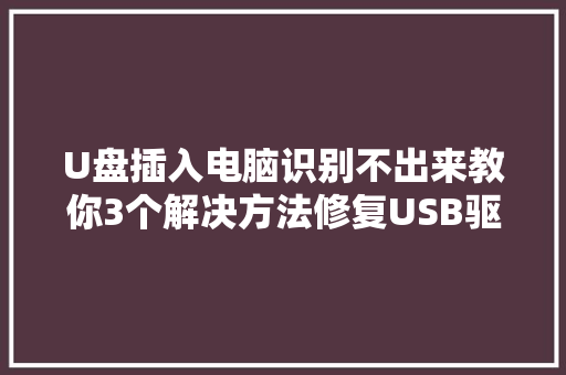 U盘插入电脑识别不出来教你3个解决方法修复USB驱动轨范