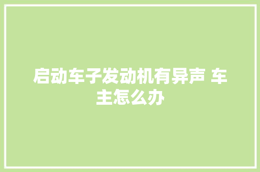 启动车子发动机有异声 车主怎么办