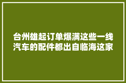 台州雄起订单爆满这些一线汽车的配件都出自临海这家企业