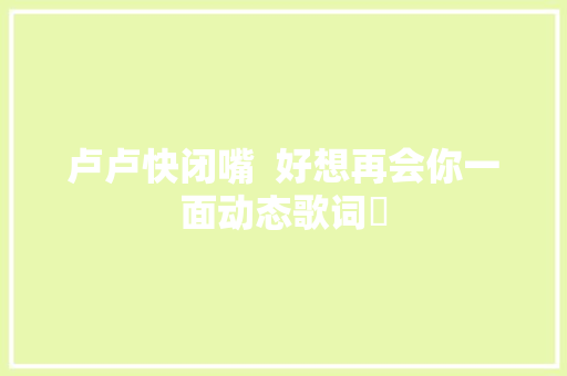 卢卢快闭嘴  好想再会你一面动态歌词♪