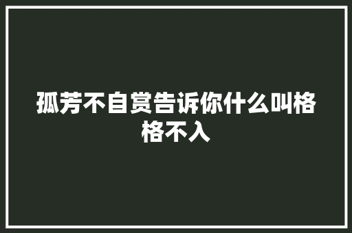 孤芳不自赏告诉你什么叫格格不入