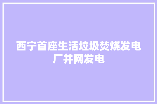 西宁首座生活垃圾焚烧发电厂并网发电
