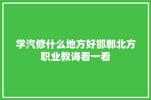 学汽修什么地方好邯郸北方职业教诲看一看