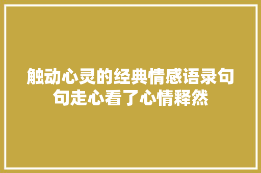 触动心灵的经典情感语录句句走心看了心情释然