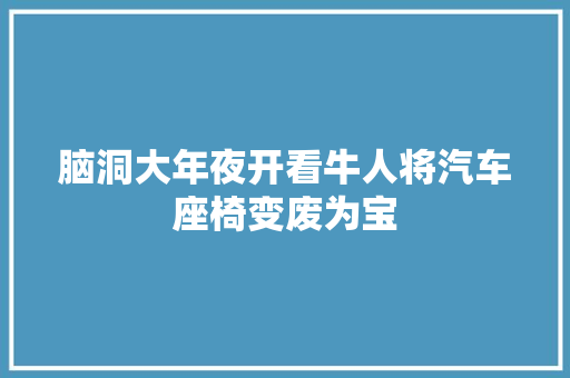 脑洞大年夜开看牛人将汽车座椅变废为宝