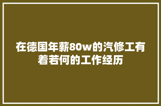 在德国年薪80w的汽修工有着若何的工作经历