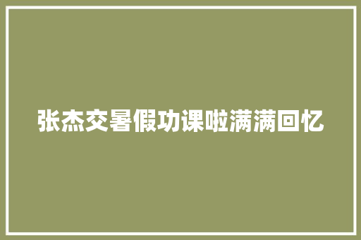 张杰交暑假功课啦满满回忆
