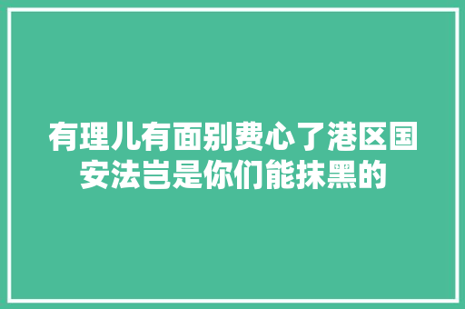 有理儿有面别费心了港区国安法岂是你们能抹黑的