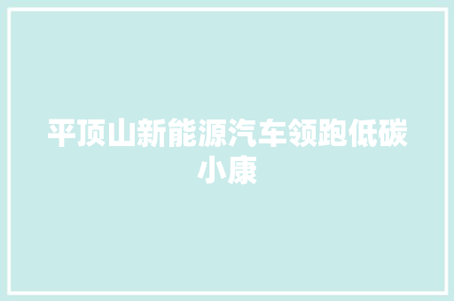 平顶山新能源汽车领跑低碳小康