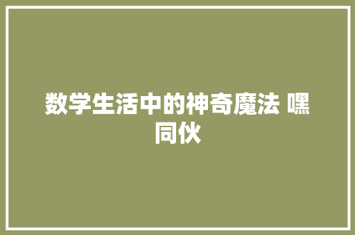 数学生活中的神奇魔法 嘿同伙