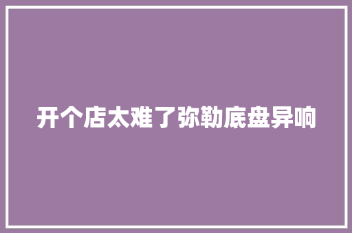 开个店太难了弥勒底盘异响