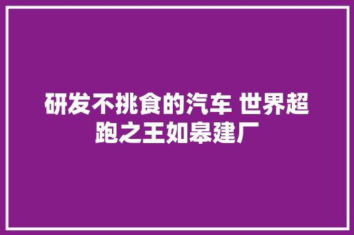 研发不挑食的汽车 世界超跑之王如皋建厂