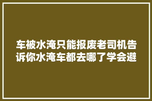车被水淹只能报废老司机告诉你水淹车都去哪了学会避免被坑