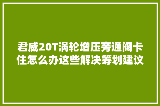 君威20T涡轮增压旁通阀卡住怎么办这些解决筹划建议收藏