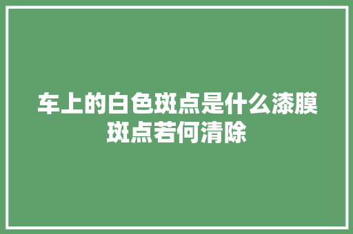 车上的白色斑点是什么漆膜斑点若何清除