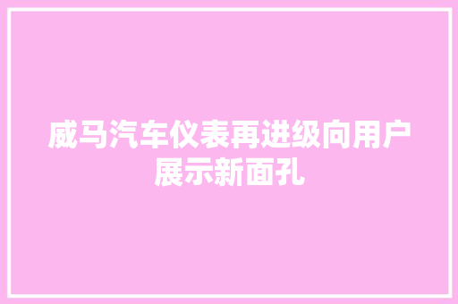 威马汽车仪表再进级向用户展示新面孔