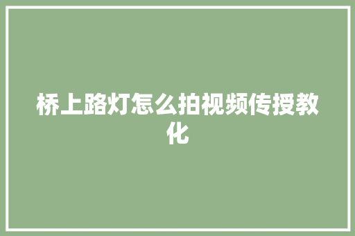 桥上路灯怎么拍视频传授教化