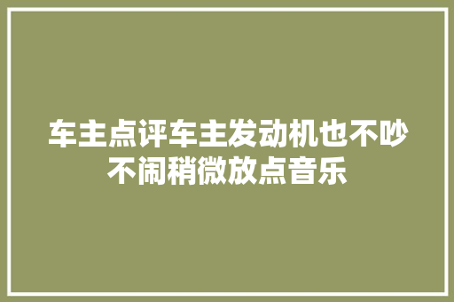 车主点评车主发动机也不吵不闹稍微放点音乐