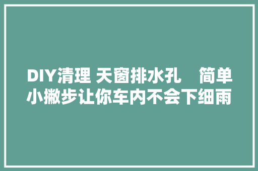 DIY清理 天窗排水孔　简单小撇步让你车内不会下细雨