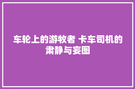 车轮上的游牧者 卡车司机的肃静与妄图