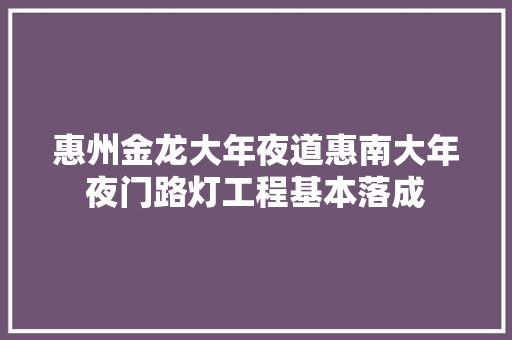 惠州金龙大年夜道惠南大年夜门路灯工程基本落成