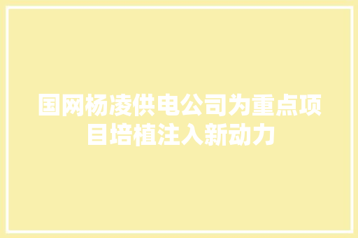 国网杨凌供电公司为重点项目培植注入新动力