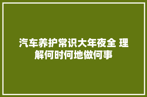 汽车养护常识大年夜全 理解何时何地做何事