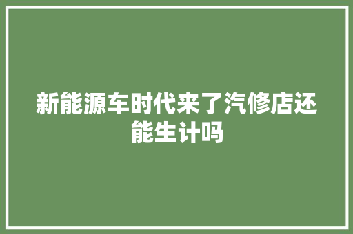 新能源车时代来了汽修店还能生计吗