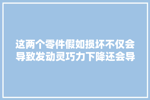 这两个零件假如损坏不仅会导致发动灵巧力下降还会导致缺缸