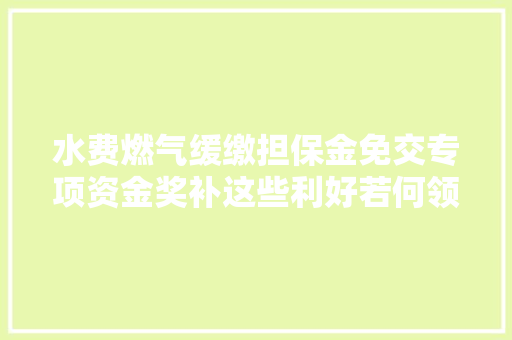 水费燃气缓缴担保金免交专项资金奖补这些利好若何领详情来了→