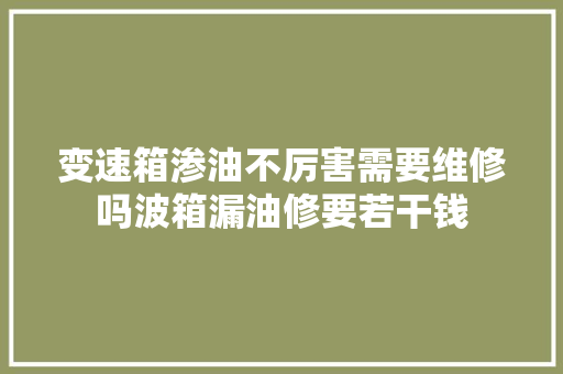 变速箱渗油不厉害需要维修吗波箱漏油修要若干钱