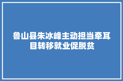 鲁山县朱冰峰主动担当牵耳目转移就业促脱贫