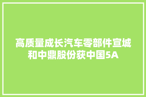 高质量成长汽车零部件宣城和中鼎股份获中国5A