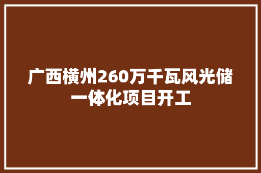 广西横州260万千瓦风光储一体化项目开工