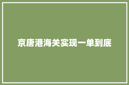 京唐港海关实现一单到底